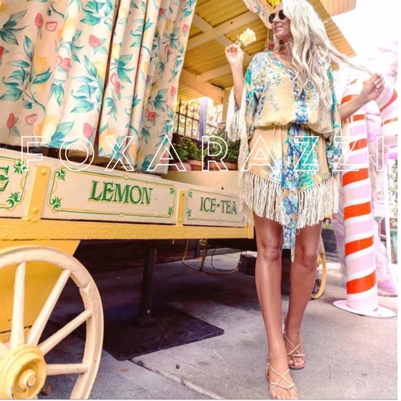 Willow Tassel Mini Dress Meadow Yellow Floral Boho - Picture 3 of 8